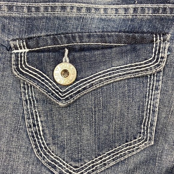 Guess Jeans Short Cut Off Denim Shorts with Embroidered Pockets - Picture 6 of 8
